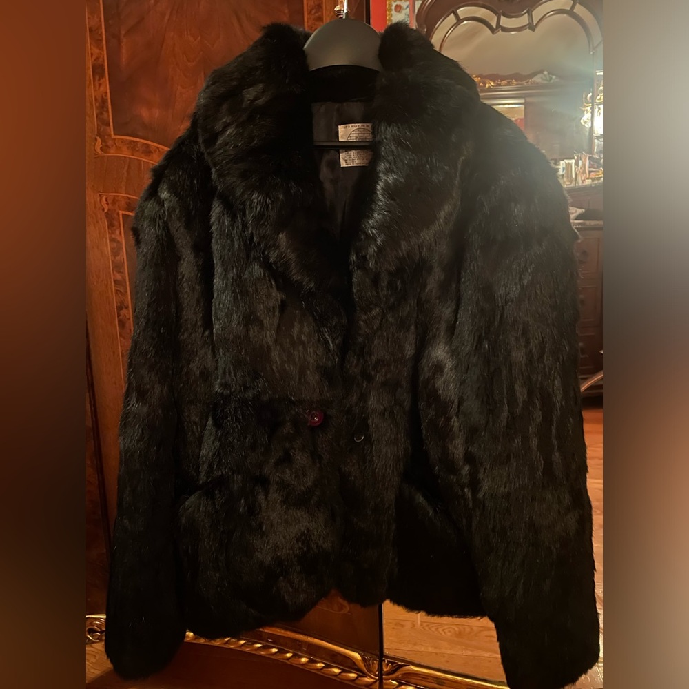 Elegant Black Faux Fur Coat